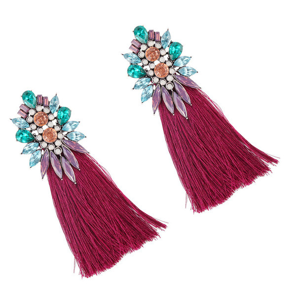 Stílusos női fülbevaló színes kövekkel