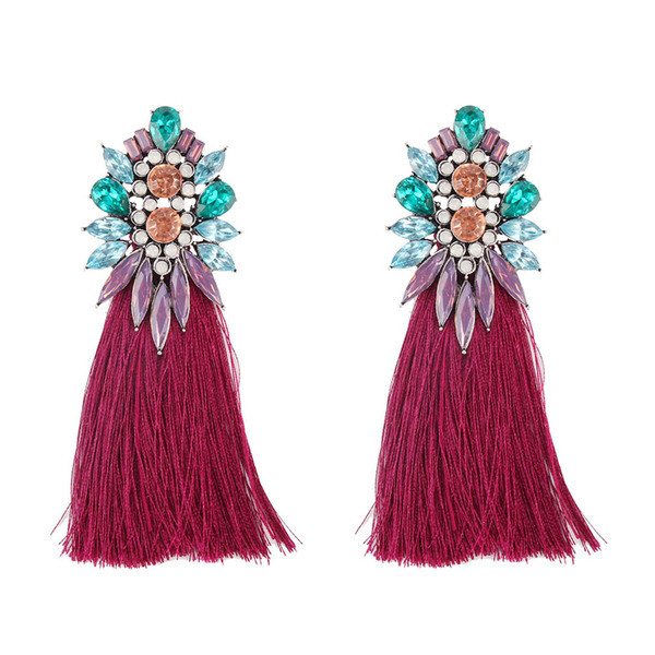 Stílusos női fülbevaló színes kövekkel