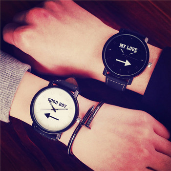 Часовници за двойки с кожени каишки в черен и бял цвят-няколко модела