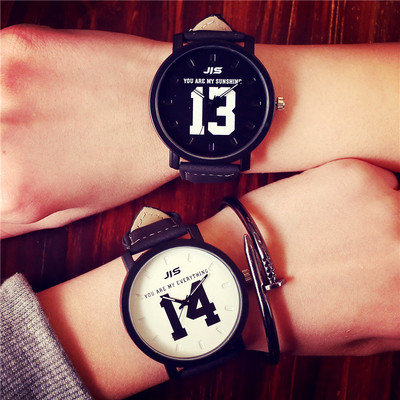 Watches for couples with leather straps in black and white - several models