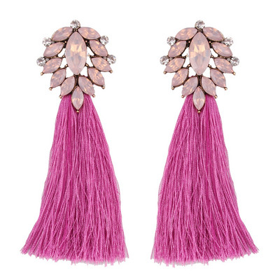 Κομψά μακρύ γυναικεία σκουλαρίκια με πέτρες σε τέσσερα χρώματα