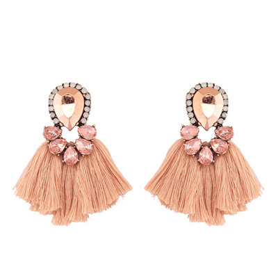 Μοντέρνα γυναικεία σκουλαρίκια σε πέντε χρώματα με φούντα