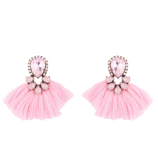 Μοντέρνα γυναικεία σκουλαρίκια σε πέντε χρώματα με φούντα