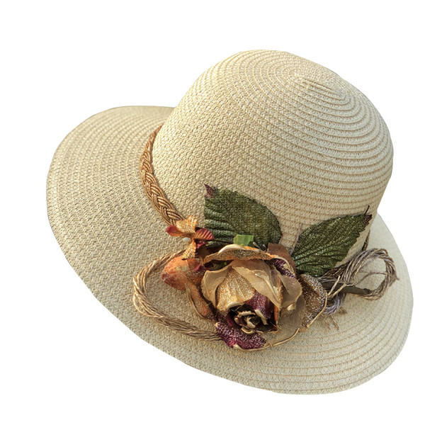 Μοντέρνο γυναικείο καλοκαιρινό καπέλο με λουλούδια σε διάφορα χρώματα