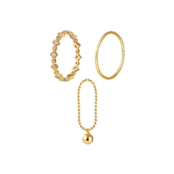 Modern női háromrészes gyűrű arany színben