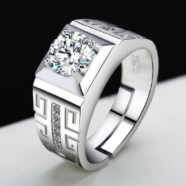 Stílusos férfi gyűrű ezüst színben kövekkel