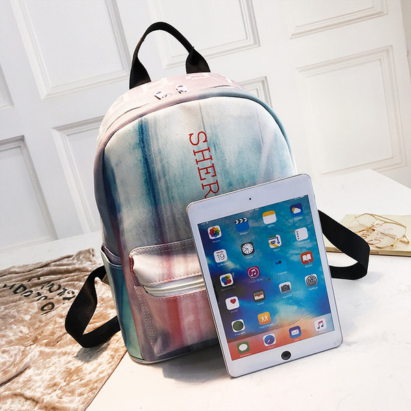 Rucsac modern de dama in culoare irizata cu buzunar frontal