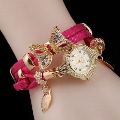 Σύγχρονο γυναικείο ρολόι με 3D μεταλλικά στοιχεία και πέτρες