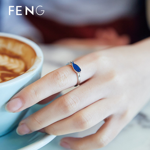 Modern női gyűrű kék színben állítható modellben