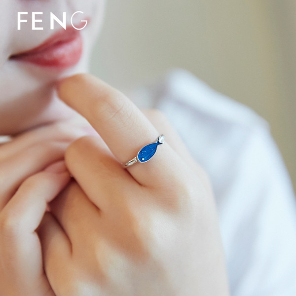 Modern női gyűrű kék színben állítható modellben