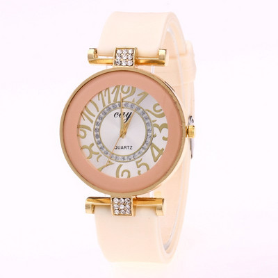 Κομψό γυναικείο  ρολόι σε διάφορα χρώματα με πέτρες και μεταλλικά στοιχεία