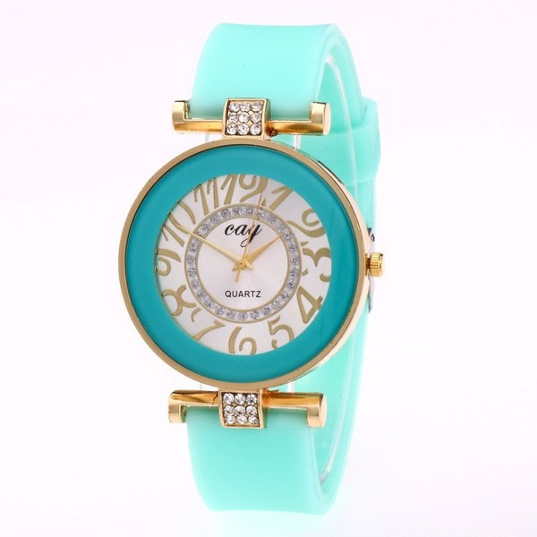 Κομψό γυναικείο  ρολόι σε διάφορα χρώματα με πέτρες και μεταλλικά στοιχεία