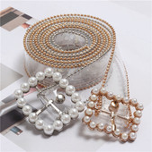 HITγυναικεία διαφανή ζώνη με πέρλες σε ασήμι και χρυσό χρώμα