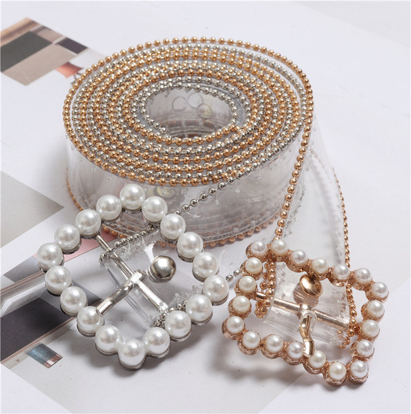 HITγυναικεία διαφανή ζώνη με πέρλες σε ασήμι και χρυσό χρώμα