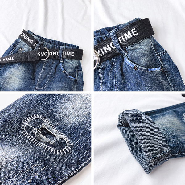 Μοντέρνα παιδικά τζιν με σκισμένο κίνητρο