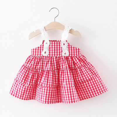 Modern kockás gyerekruha pántokkal, három színben