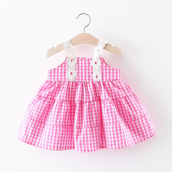 Modern kockás gyerekruha pántokkal, három színben