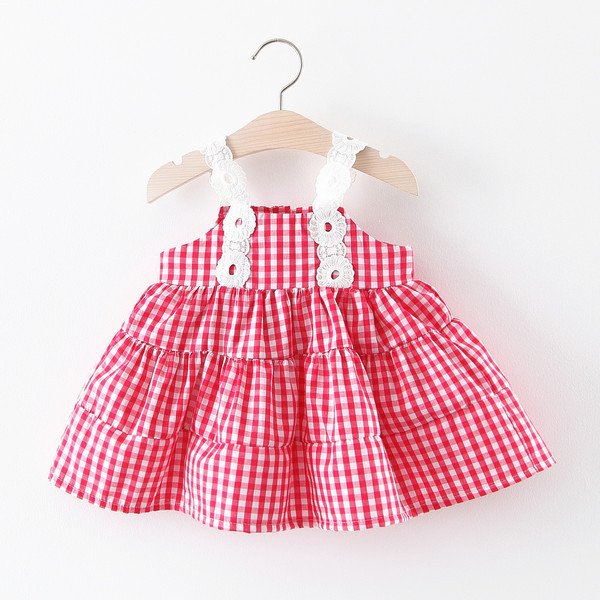 Modern kockás gyerekruha pántokkal, három színben
