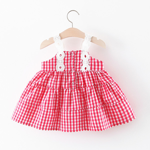 Modern kockás gyerekruha pántokkal, három színben