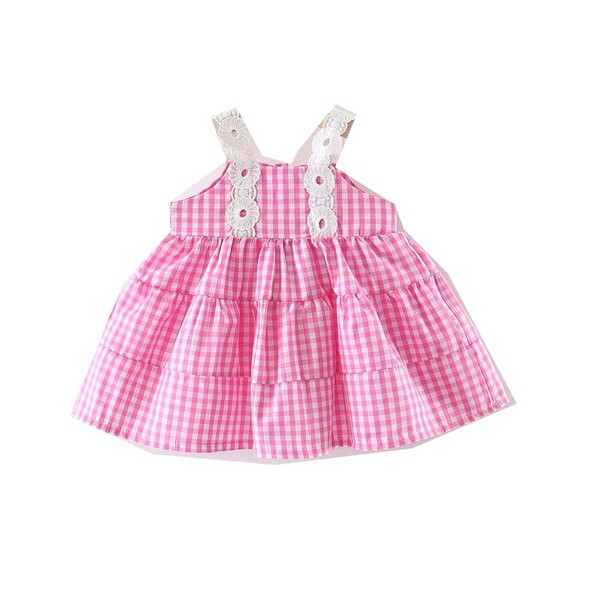 Modern kockás gyerekruha pántokkal, három színben