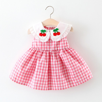 Modern kockás gyerekruha rátéttel, három színben