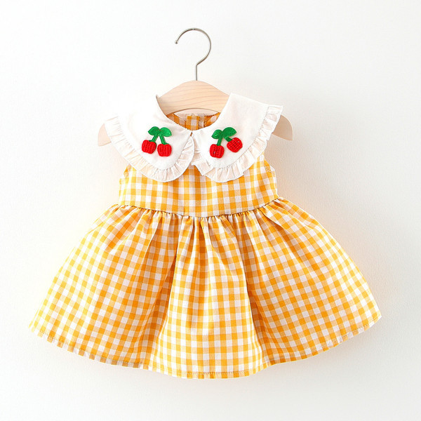 Modern kockás gyerekruha rátéttel, három színben