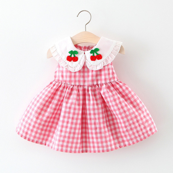 Modern kockás gyerekruha rátéttel, három színben