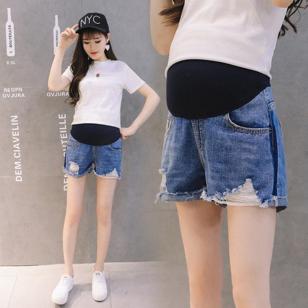 Μοντέρνα παντελόνια  τζιν για εγκύους με σχισμένα μοτίβα