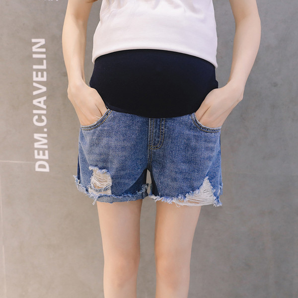 Μοντέρνα παντελόνια  τζιν για εγκύους με σχισμένα μοτίβα