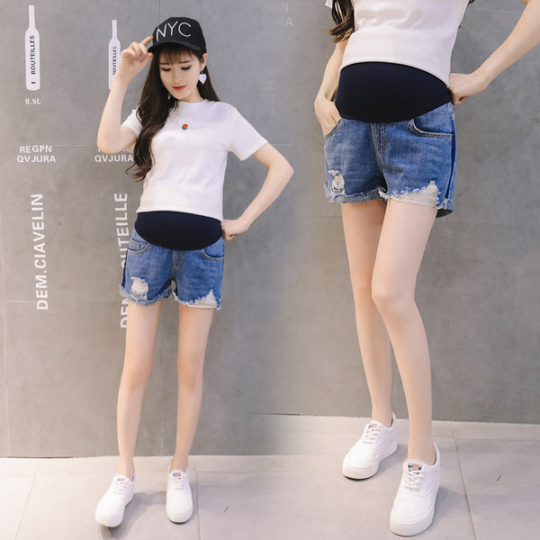 Μοντέρνα παντελόνια  τζιν για εγκύους με σχισμένα μοτίβα