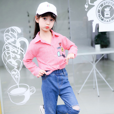 Μοντέρνο παιδικό σετ για κορίτσια - τζιν και πουκάμισο