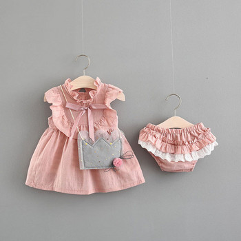 Детска модерна рокля с панделка в два цвята