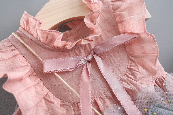 Παιδικό μοντέρνο φόρεμα με κορδέλα σε δύο χρώματα