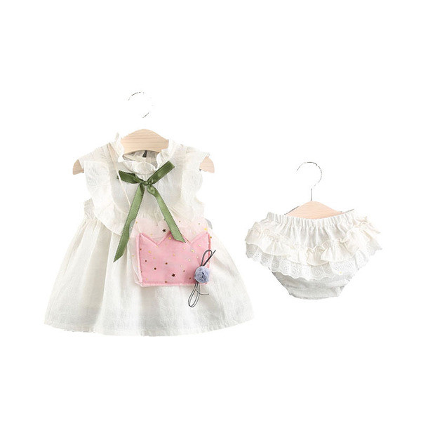 Παιδικό μοντέρνο φόρεμα με κορδέλα σε δύο χρώματα