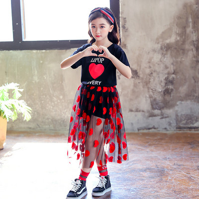 Σύγχρονπαιδικό σετ για τα κορίτσια σε δύο χρώματα μπλούζα και φούστα