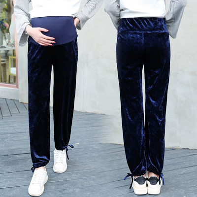 Άνετα παντελόνια για έγκυες γυναίκες από βελούδο σε διάφορα χρώματα