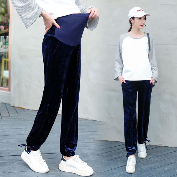 Άνετα παντελόνια για έγκυες γυναίκες από βελούδο σε διάφορα χρώματα