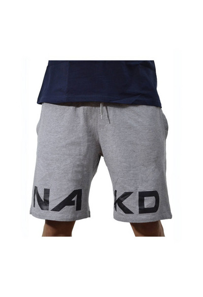 Alkalmi férfi rövidnadrág fekete és szürke felirattal