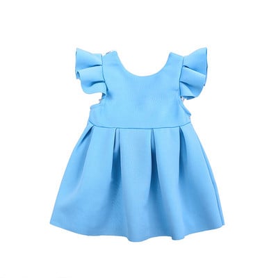 Stílusos gyerekruha rózsaszín és kék színben, szalaggal és csipkével