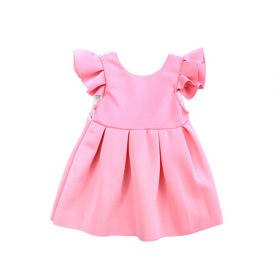 Stílusos gyerekruha rózsaszín és kék színben, szalaggal és csipkével