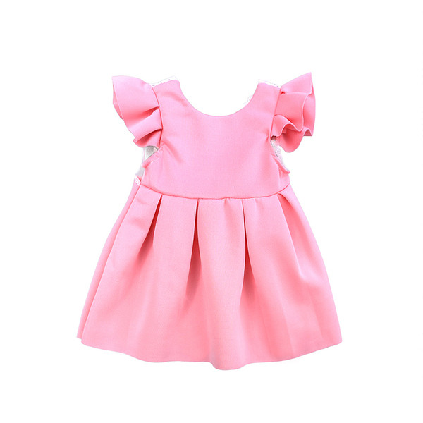 Stílusos gyerekruha rózsaszín és kék színben, szalaggal és csipkével