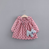 Modern, három színben pöttyös hosszú ujjú gyerekruha