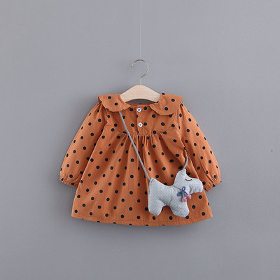 Modern, három színben pöttyös hosszú ujjú gyerekruha