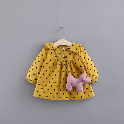 Modern, három színben pöttyös hosszú ujjú gyerekruha