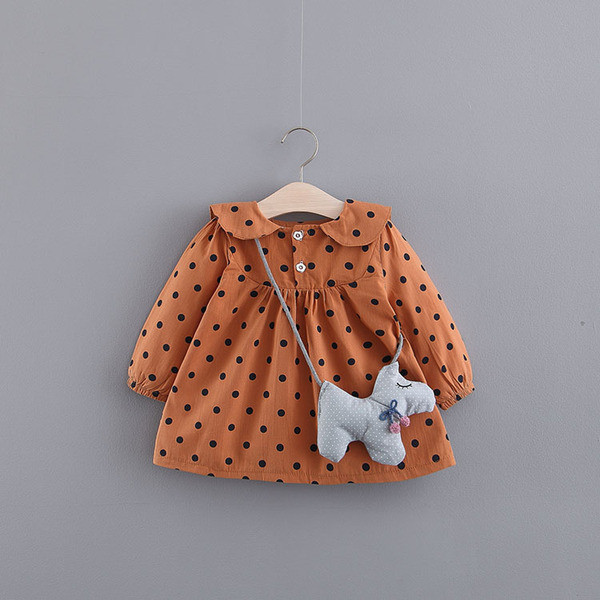 Modern, három színben pöttyös hosszú ujjú gyerekruha