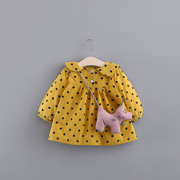 Modern, három színben pöttyös hosszú ujjú gyerekruha