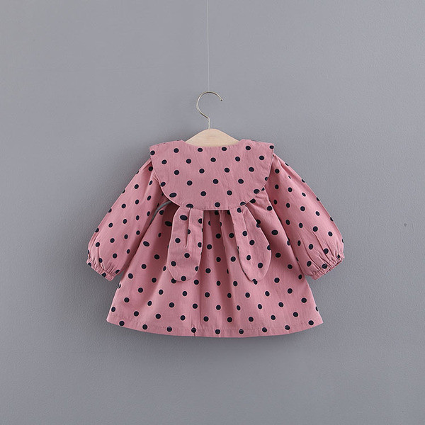 Modern, három színben pöttyös hosszú ujjú gyerekruha