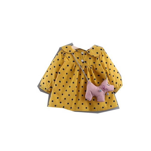 Modern, három színben pöttyös hosszú ujjú gyerekruha