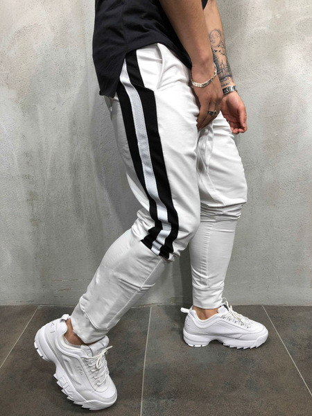 Férfi sportnadrág négy színben, színes szalagokkal