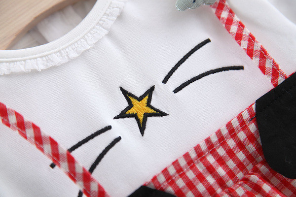 Rochie pentru copii stilată în carouri cu mâneci lungi în două culori